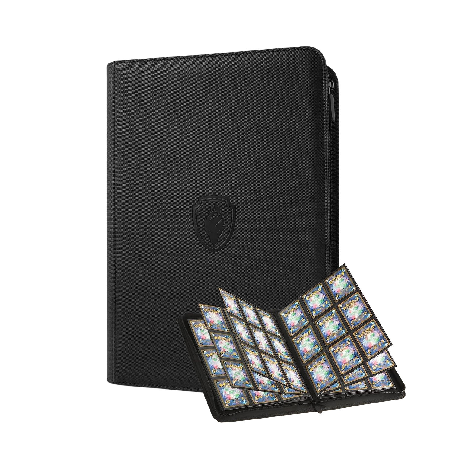 Pokemon Binder Card - 9-Taschen-Sammelkartenordner, Pu-Cover-Reißverschlusskarten-Sammel album, robuster 360-Seitenlader-Kartenordner für