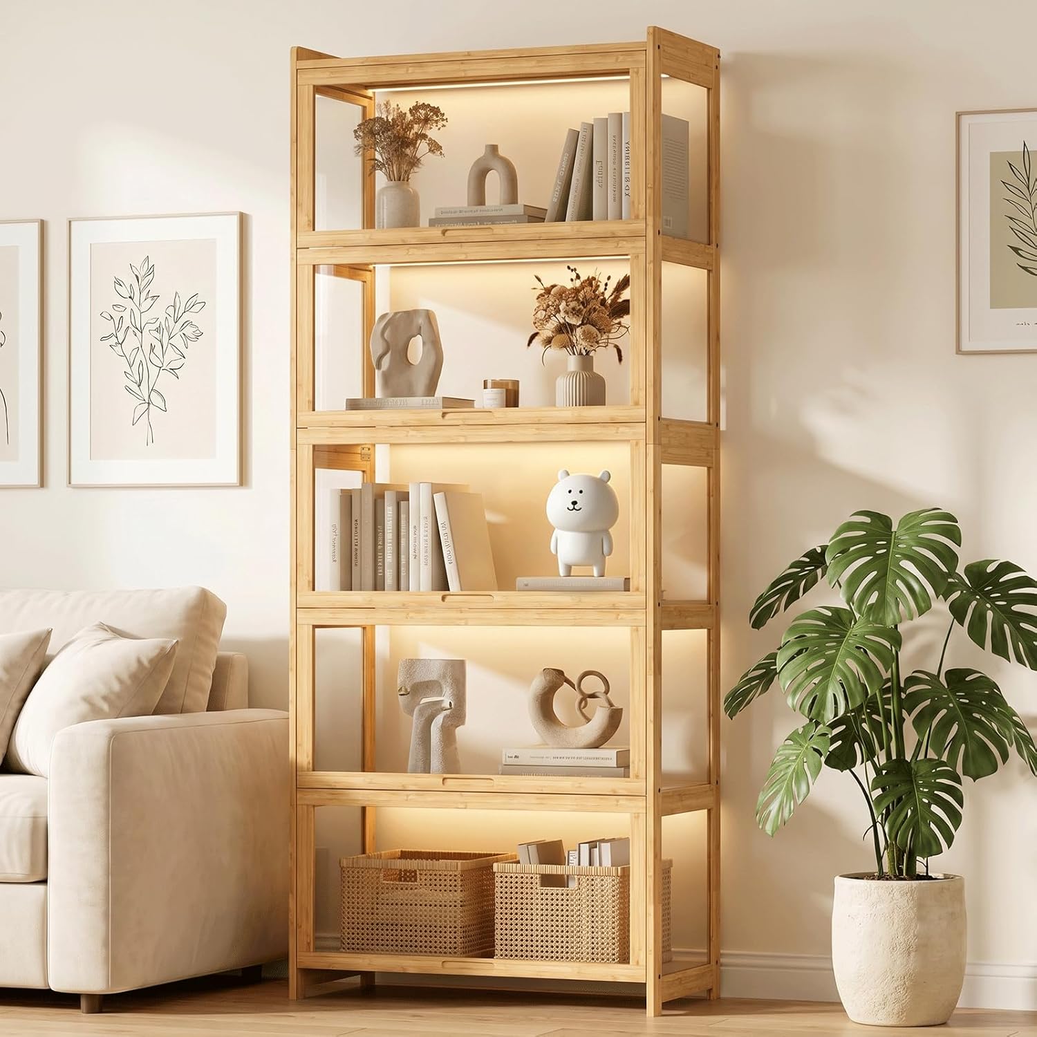 Display Case Acrylic - Vitrine mit Acryl-Türen, 5-stufiger Sammlerschrank, Ausstellungsvitrine