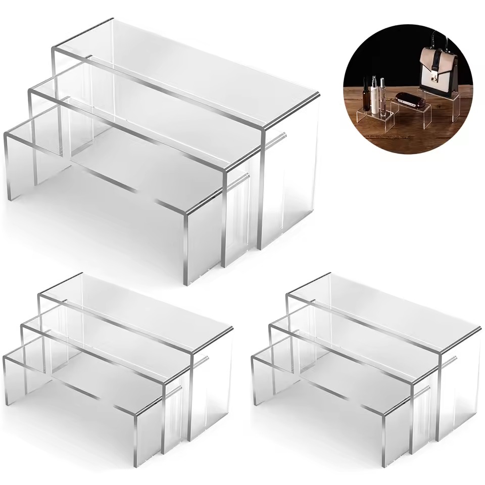Display Risers Set - 3/6/9/12 Stück Klarer Acryl-Ausstellungsständer Kosmetiktasche Schmuck