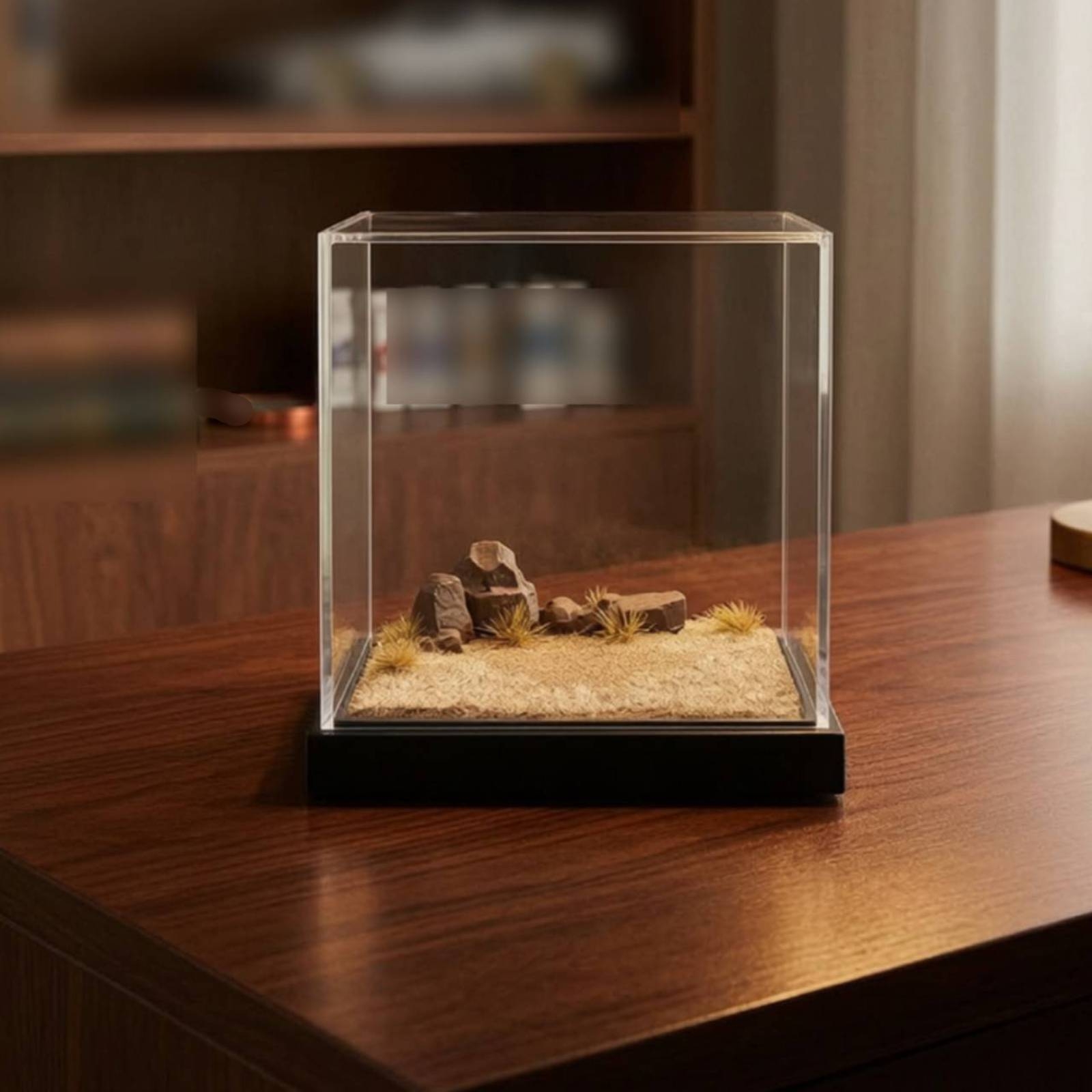 Display Case Acrylic - Miniatur-Szenenplattform, transparente Vitrine mit Acrylabdeckung, Ausstellungsbox