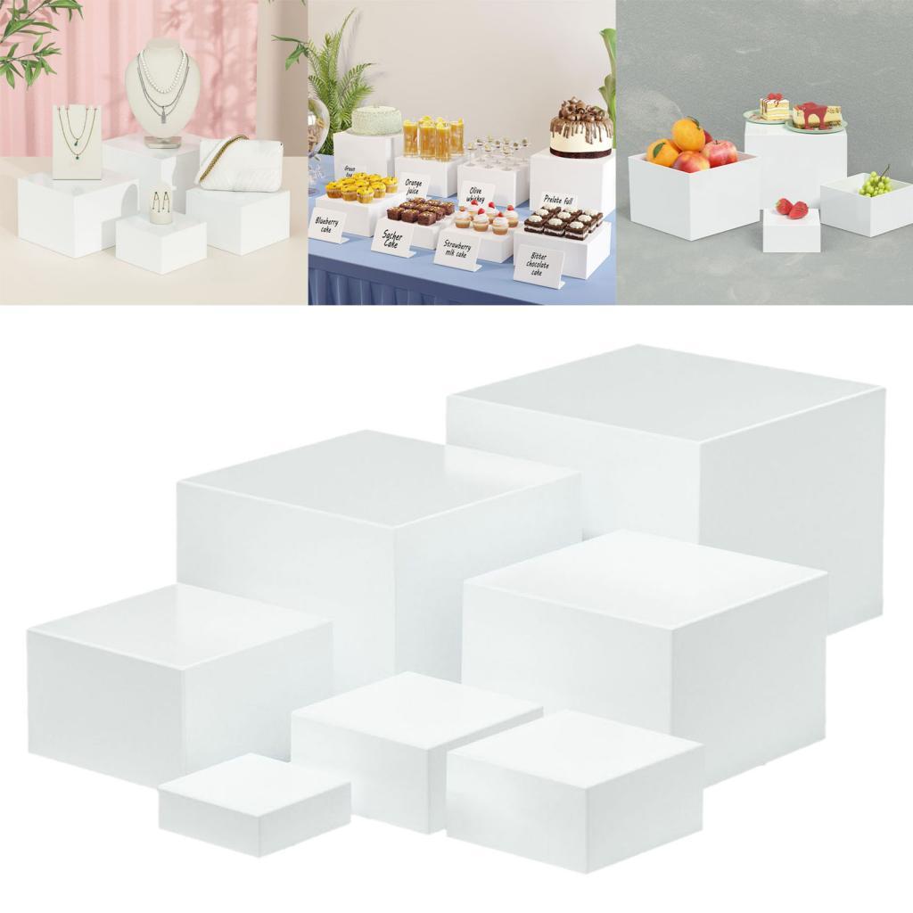 Display Risers Set - 7-teilige Acryl-Würfel-Displaybox, Riser-Display-Ständer, Tischständer, Nesting-Riser für