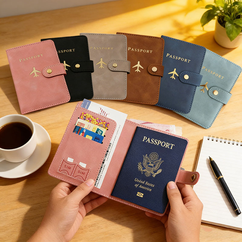 Card Top Loader - Leder-Reisepasshülle für Reiseutensilien Kreditkartenetui Reisepass-Buch für
