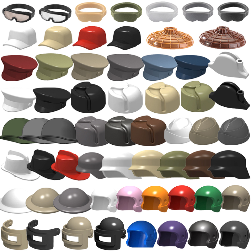 Lego Minifigure Holder - Militär-Bausteine Zubehör Soldatenfiguren Sowjetische Helme Wachmann-Hüte